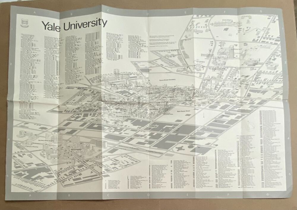 Vintage 1977 YALE UNIVERSITY Map Walking Tour History Info 103B